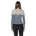Navy and white striped long-sleeve top with lace shoulders by Morgan De Toi