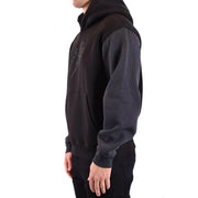 Sweat à capuche noir en coton pour homme Neil Barrett, orné d'un motif bicolore noir et anthracite et d'un éclair brodé discret.