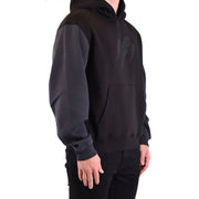Sweat-shirt à capuche noir en coton pour homme Neil Barrett, manches gris foncé et discret motif éclair sur la poitrine