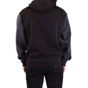 Sweat-shirt à capuche noir en coton pour homme Neil Barrett, avec manches gris foncé contrastantes et poignets côtelés.