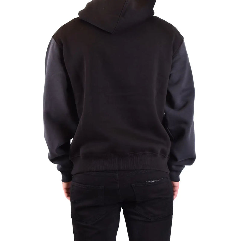 Sweat-shirt à capuche noir en coton pour homme Neil Barrett, avec manches gris foncé contrastantes et poignets côtelés.
