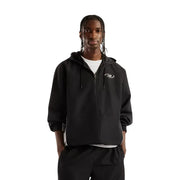 New Balance Sweat à capuche zippé noir en polyester pour homme, avec logo blanc et empiècements latéraux discrets pour un style décontracté.