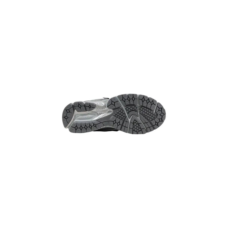New Balance men sneakers 1906R silver synthetic shoes with black and silver asics running shoe and textured rubber sole