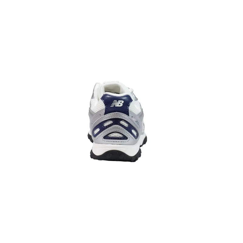 New Balance women blue slip on synthetic sneakers with white and navy 990v3 design silver mesh upper and black sole