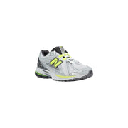 New Balance women grey synthetic sneakers with white and neon green mesh upper and black accents running shoe