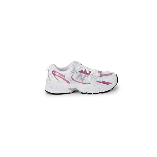 Blanc et rose new balance Baskets synthétiques pour femmes avec tige en mesh, logo argenté et semelle épaisse