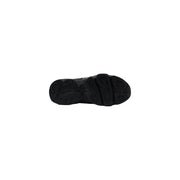Black rubber sole with textured chunky design and subtle branding on new balance women purple synthetic sneakers back side