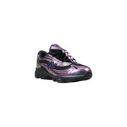 New Balance women purple synthetic sneakers with iridescent finish black mesh and rubber sole