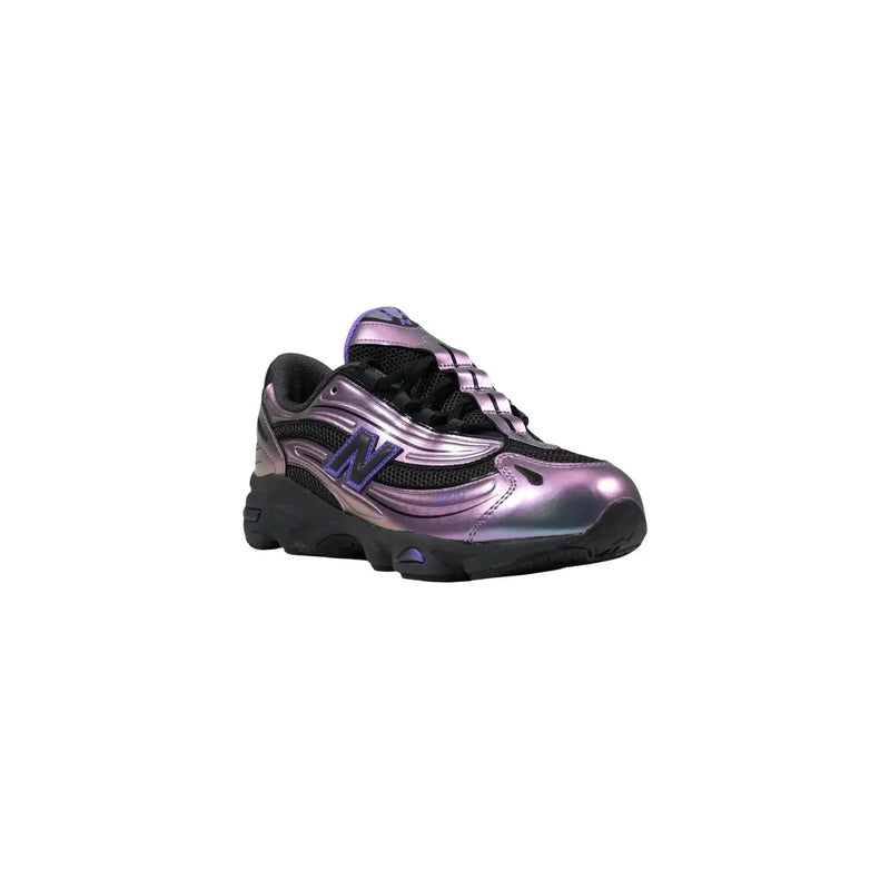 New Balance women purple synthetic sneakers with iridescent finish black mesh and rubber sole