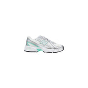 New balance women silver synthetic running shoe in white and silver with mint green accents for athletic use