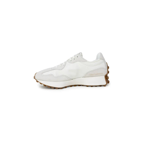 New balance Baskets pour femmes beiges en polyester à lacets, tige en daim blanc et mesh, semelle en caoutchouc beige