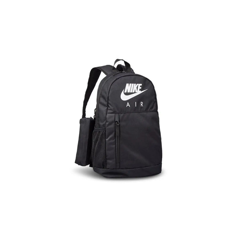 Nike Sac à dos BA6032 pour homme, noir avec logo blanc et poche latérale en filet, vue de face