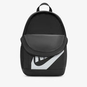 Nike Sac à dos pour homme noir avec logo Swoosh blanc et rabat avant gris, vue de face