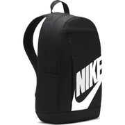 Nike Sac à dos noir pour homme avec logo Swoosh blanc en gras sur le côté, vue de profil