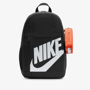 Nike Sac à dos noir pour homme avec logo Swoosh blanc et poche latérale orange vif, vue de face