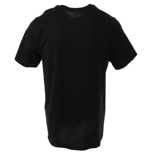 Nike black short sleeve t shirt with crew neck made of breathable fabric featuring white logo and just do it print
