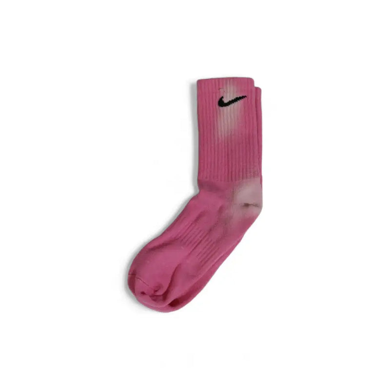Nike men’s pink cotton underwear sock featuring a black swoosh logo and tie-dye pattern