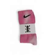 Nike men’s pink cotton underwear featuring tie-dye socks with black swoosh logo and pixelated branding on the band