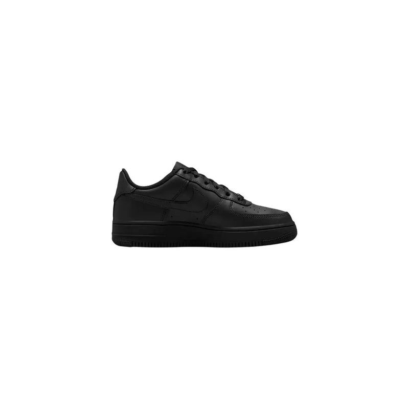 Nike women black leather Air Force 1 sneakers with sleek all-black leather upper and matching rubber sole