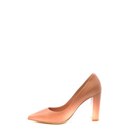 Escarpins élégants à talon bloc en cuir verni couleur pêche pour femme, signés Ninalilou