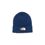 Blue beanie with ’the north face’ logo.