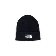 Bonnet The North Face pour homme en maille noire avec revers et logo blanc sur le devant