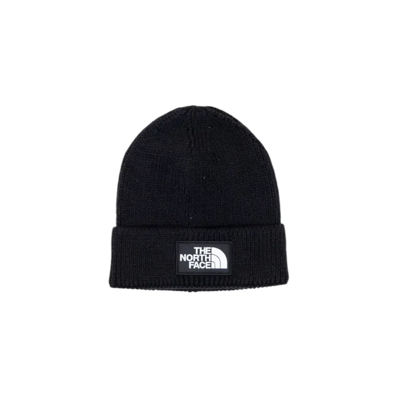 Bonnet The North Face pour homme en maille noire avec revers et logo blanc sur le devant