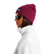 Casquette The North Face pour homme, modèle docker, en maille bordeaux avec logo noir, vue de face