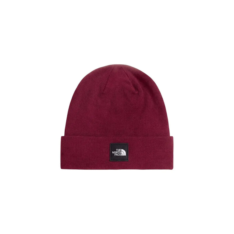 Casquette The North Face Dock Worker pour homme, en maille bordeaux avec revers et logo noir, vue de face