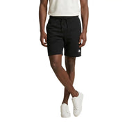 Short en coton The North Face pour homme, noir, avec taille élastiquée à cordon et logo blanc sur le bas de la jambe (vue de face).