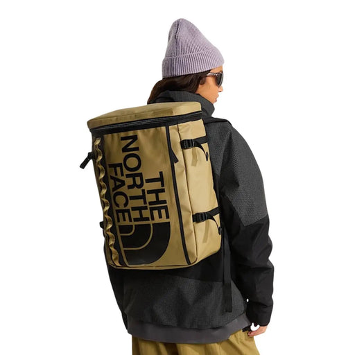 Sac à dos The North Face pour homme, couleur beige imprimé, avec logo et bretelles noirs, dimensions 33 x 46 x 15 cm (vue de dos).