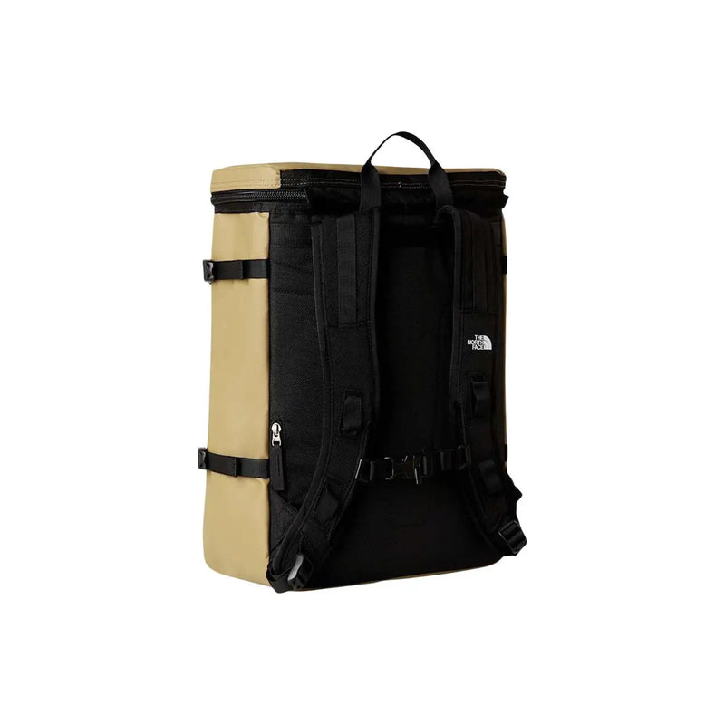 Sac à dos The North Face pour homme, imprimé beige, avec un design robuste couleur fauve et noir, des bretelles réglables et des fermetures éclair renforcées.