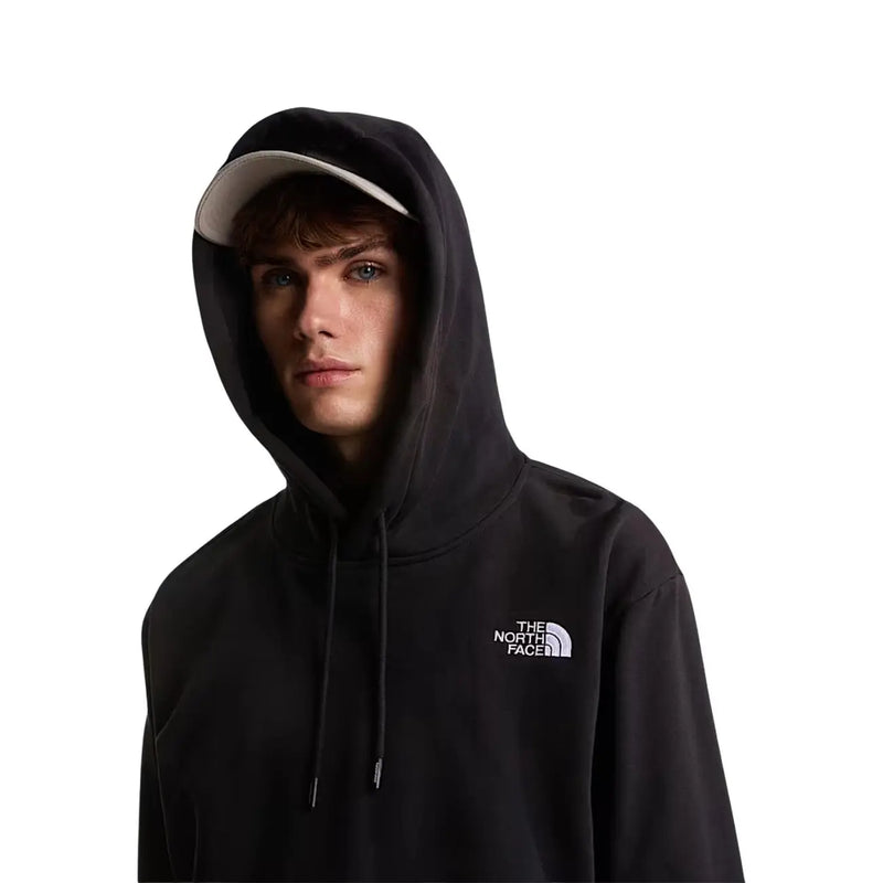 Sweat à capuche The North Face pour homme en molleton de coton noir avec logo blanc sur la poitrine et cordons de serrage assortis