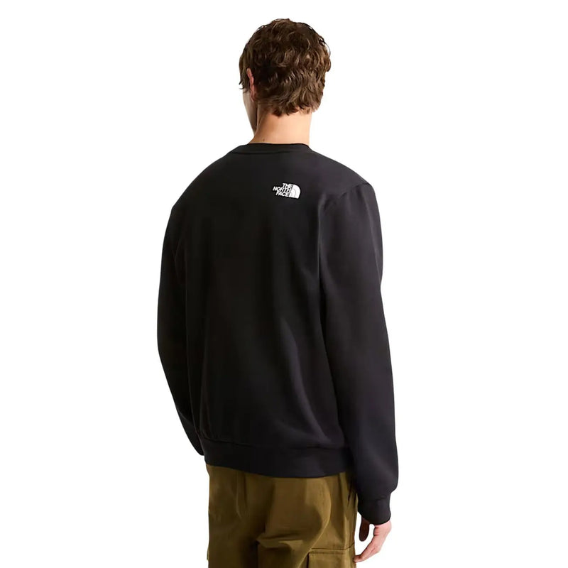 Le dos du sweat-shirt The North Face pour homme en coton noir avec logo blanc, coupe classique.