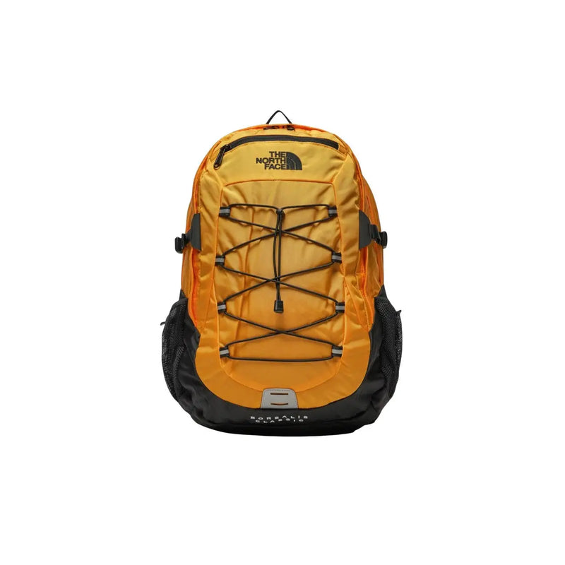 Sac à dos The North Face Borealis Classic noir pour homme, en nylon 29L, avec poches latérales en filet orange et noir et bretelles réglables.