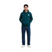 Sweat à capuche The North Face pour homme, en coton vert foncé, avec un logo blanc sur la poitrine.
