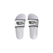 Pantoufles blanches The North Face pour homme, avec bordure imprimée du logo noir, en polyester, pour une tenue décontractée.