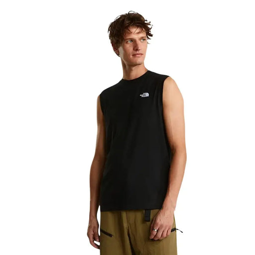 The North Face hommes T-shirt débardeur noir sans manches top avec un petit logo blanc sur la poitrine