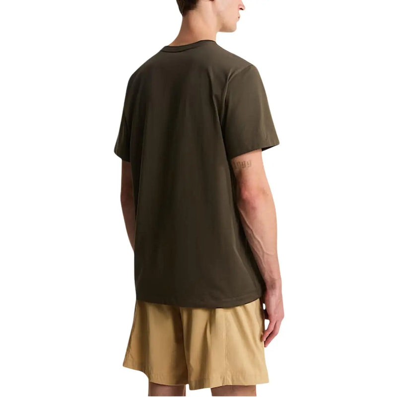 Olive green cotton t-shirt with simple crew neck and short sleeves from The North Face men collection
