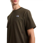The North Face men t-shirt in olive green with short sleeves and a small embroidered logo on the chest