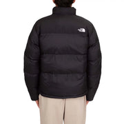 Doudoune The North Face pour homme, noire avec surpiqûres horizontales et logo blanc, vue de dos