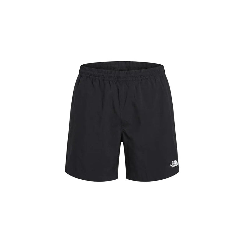 Short The North Face pour homme, noir avec logo blanc sur le bas de la jambe droite, vue de face