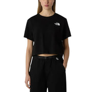 Le haut court noir pour femme de The North Face t-shirt avec logo brodé blanc