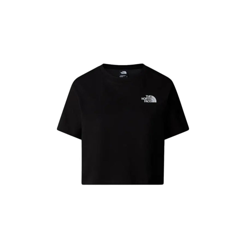 Haut court noir The North Face pour femme t-shirt avec logo brodé blanc