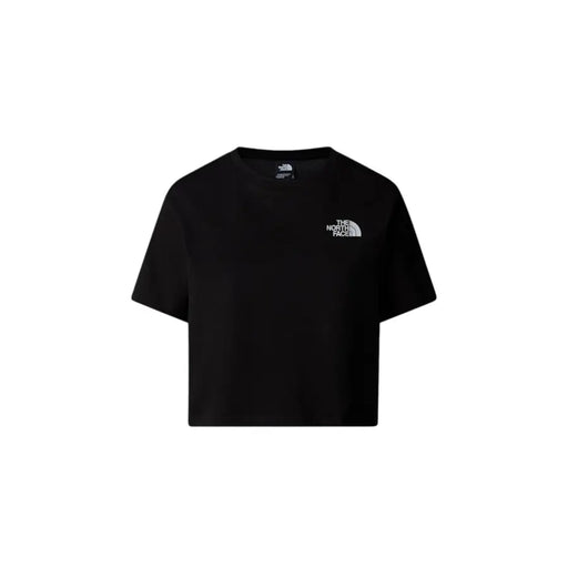 Black The North Face women’s cropped t-shirt with white embroidered logo