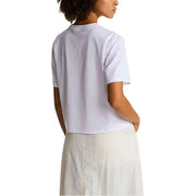 The North Face women white cotton blend round neck t shirt short sleeves relaxed fit subtle texture