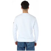 North Sails white men’s cotton long sleeve crewneck sweatshirt with a small black logo on the left sleeve