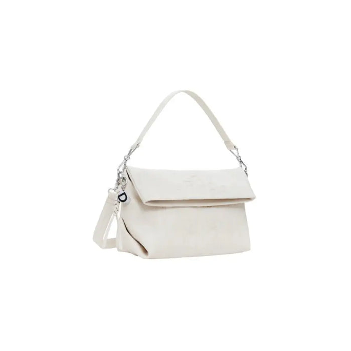 Off White Leather Crossbody Shoulder Bag with flap closure for stylish everyday use
