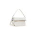 Off White Leather Crossbody Shoulder Bag with flap closure for stylish everyday use