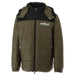 Olive green and black puffer jacket designed for warmth and style in cold weather